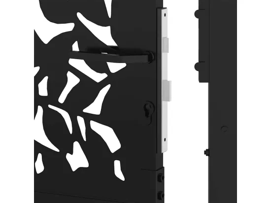 Portail de jardin noir 105x106 cm acier conception de feuilles