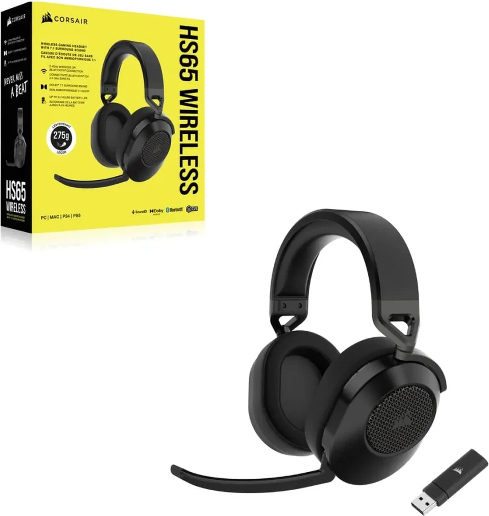 Corsair HS65 Wireless v2 Carbon Casques gaming