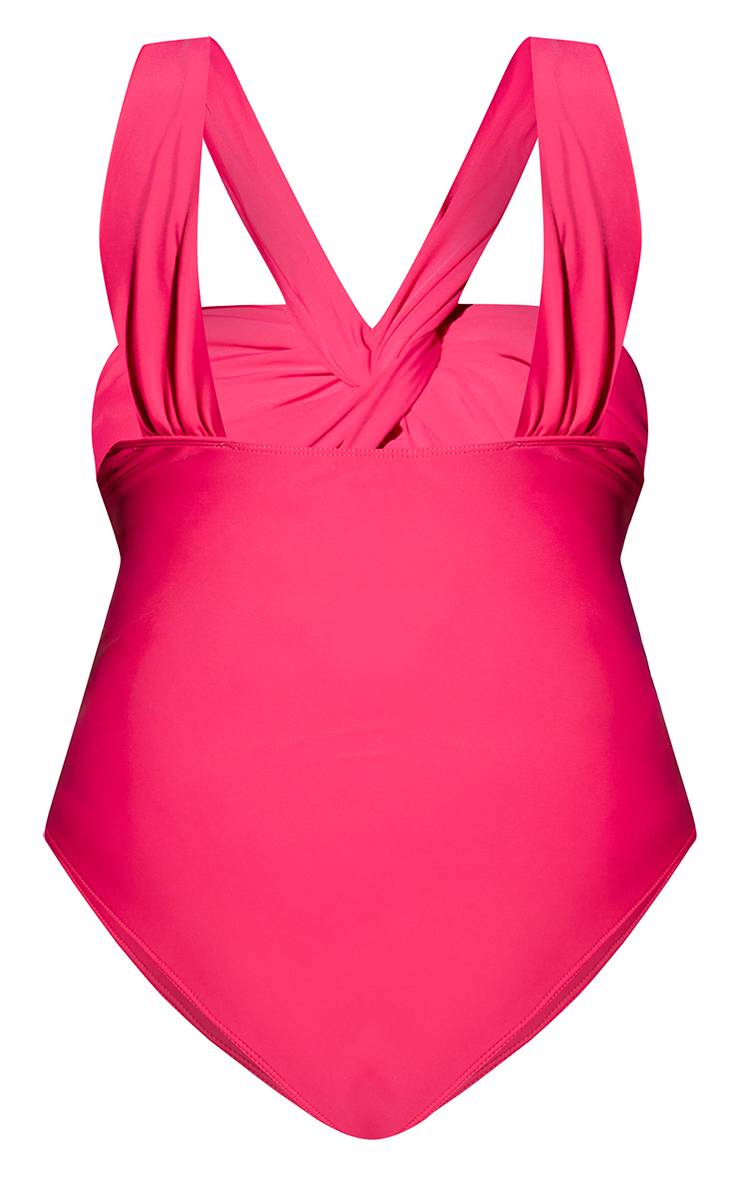 Rose Fuchsia Maillot De Bain Grande Taille Fuchsia À Buste Froncé