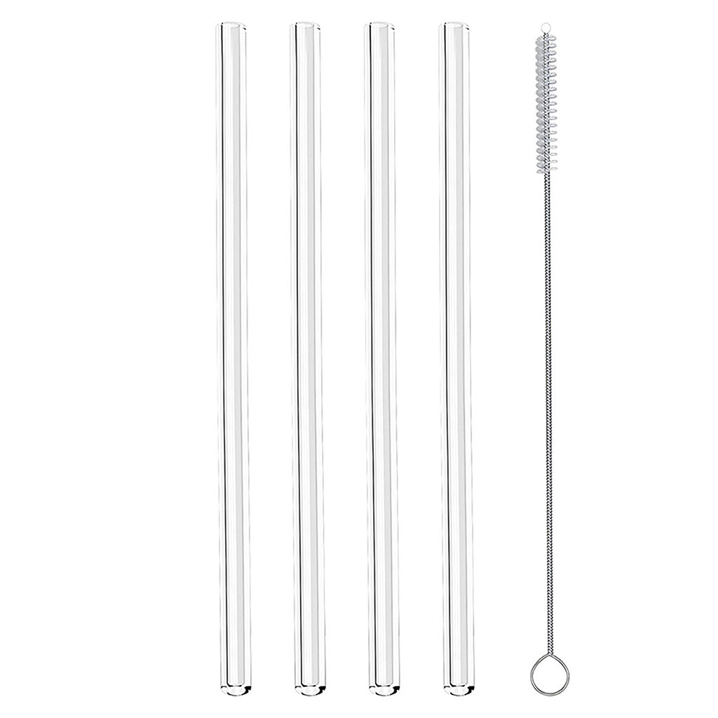 Lot de 4 pailles verre et goupillon