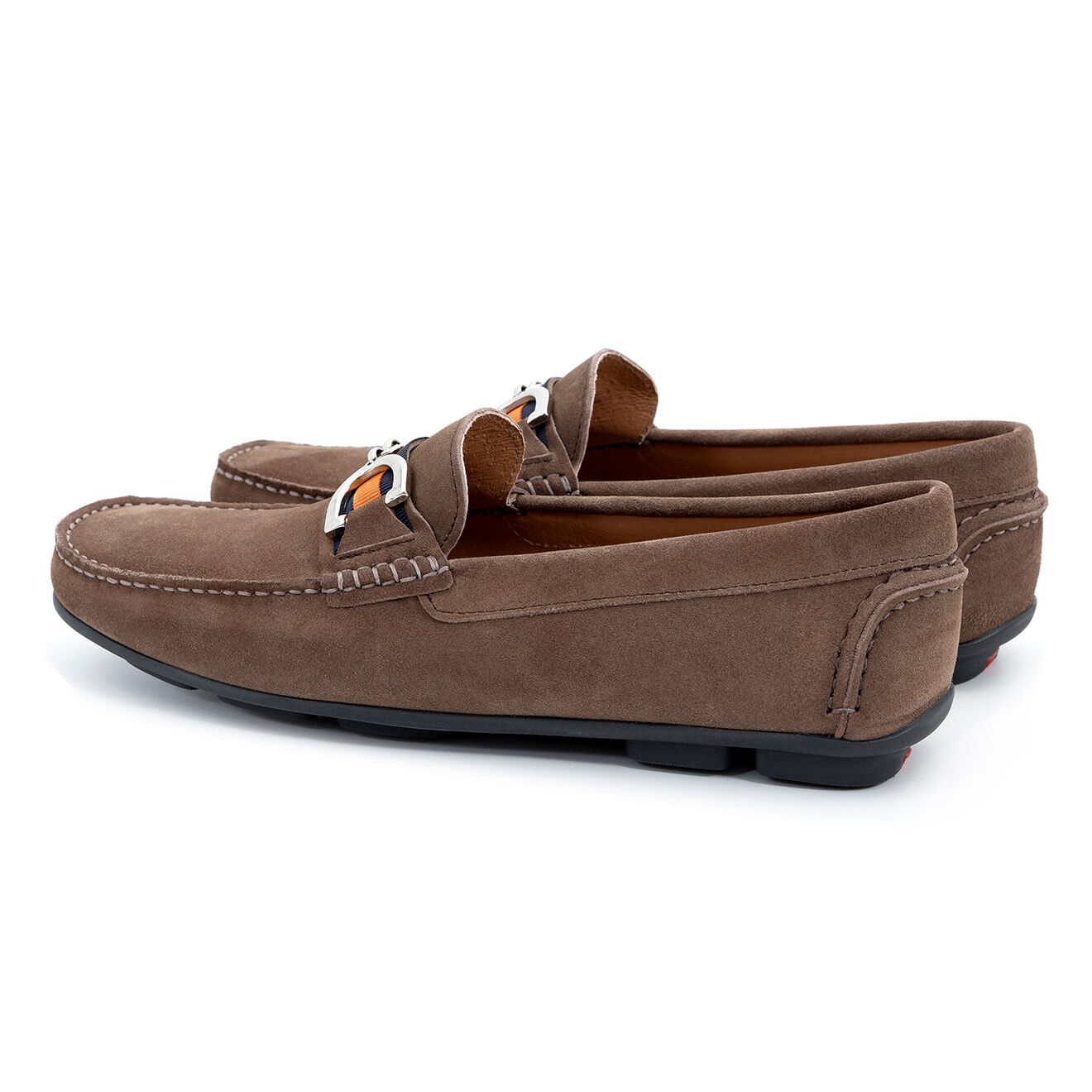 Caramelo Mocassins en Velours de Cuir Noe taupe/argent
