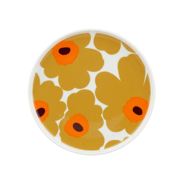 Marimekko - Oiva Unikko Teller Ø 20 cm, weiss / caramel / warm orange