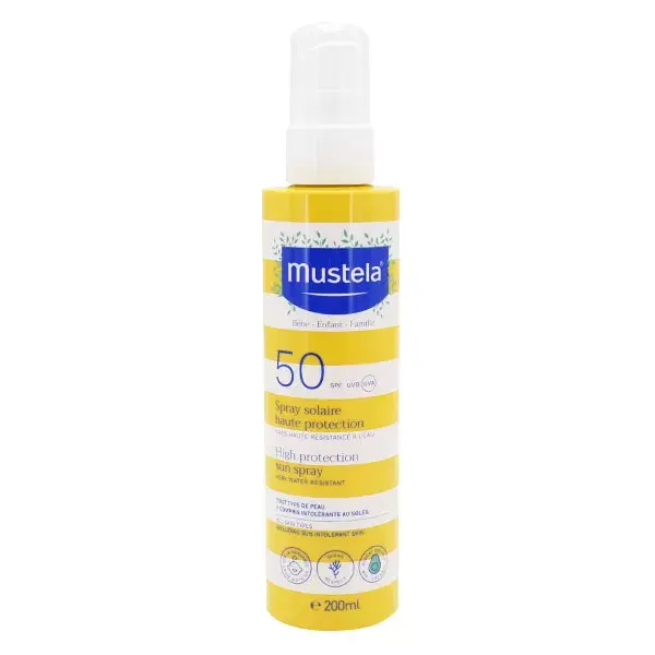 Protetor solar em spray Mustela de altíssima proteção FPS 50 200ml