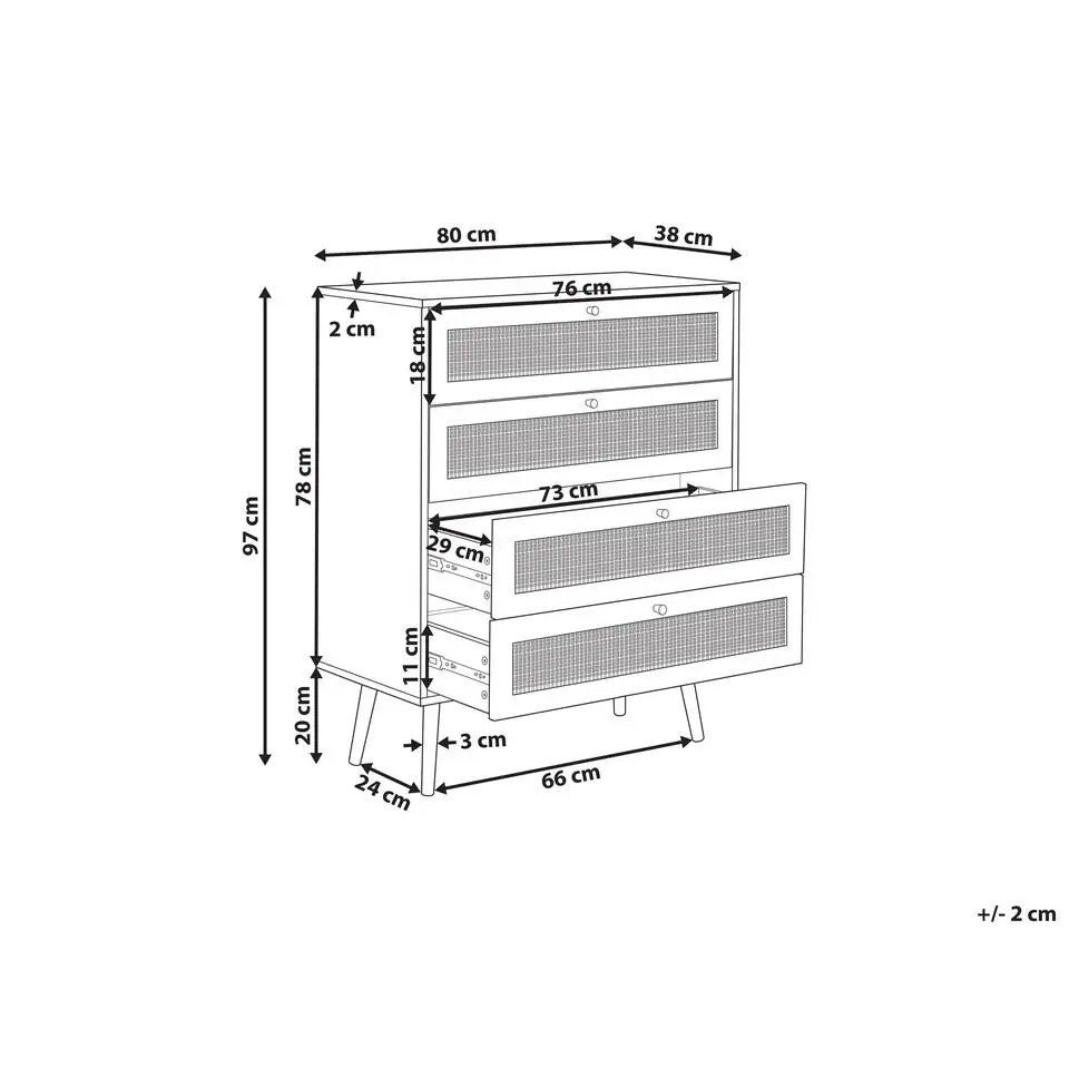 PEROTE - Commode - Lichte houtkleur - Rotan