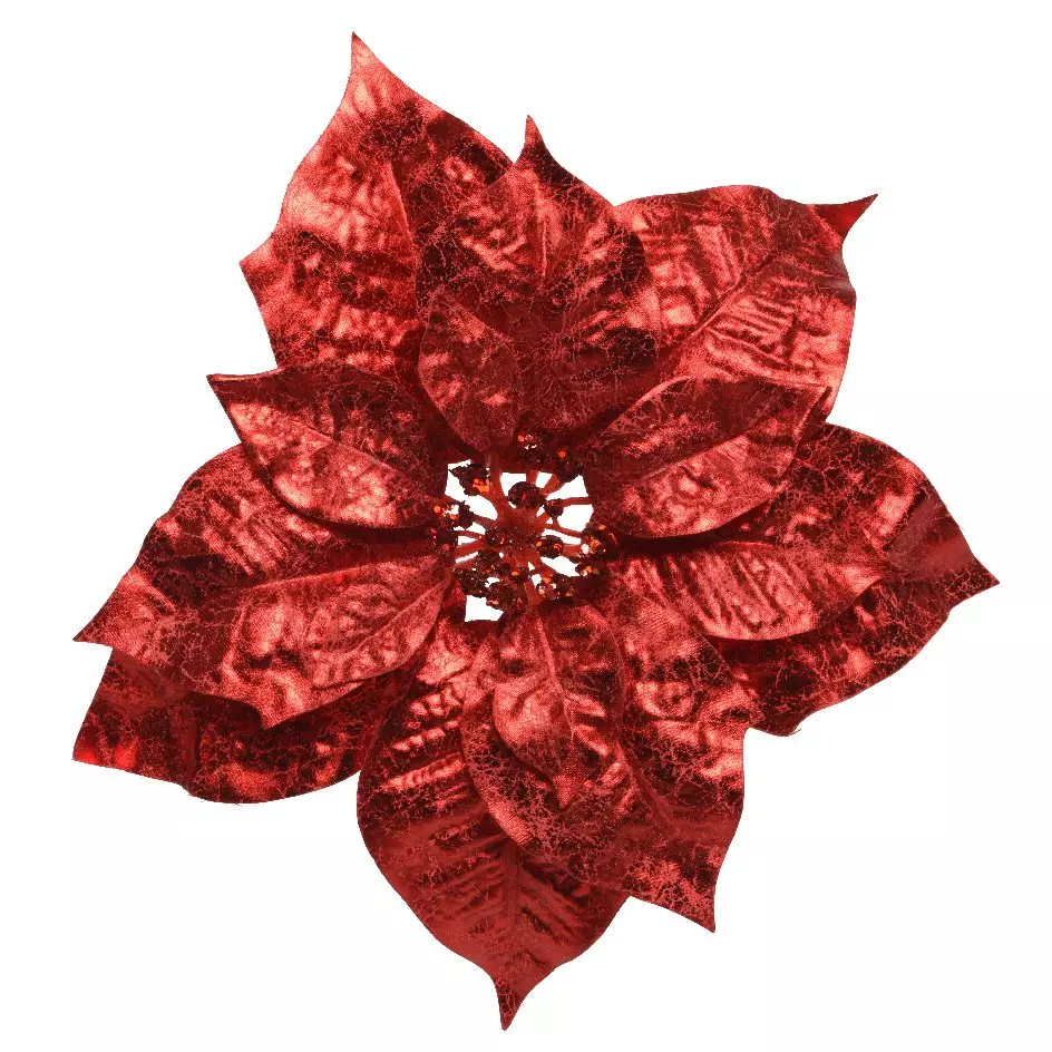 Poinsettia de Noël sur clip(D26 cm) Rouge