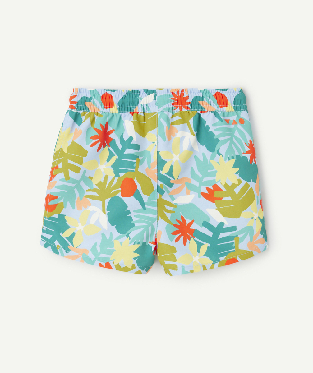 SHORT DE BAIN BÉBÉ GARÇON EN FIBRES RECYCLÉES BLEU IMPRIMÉ FEUILLE