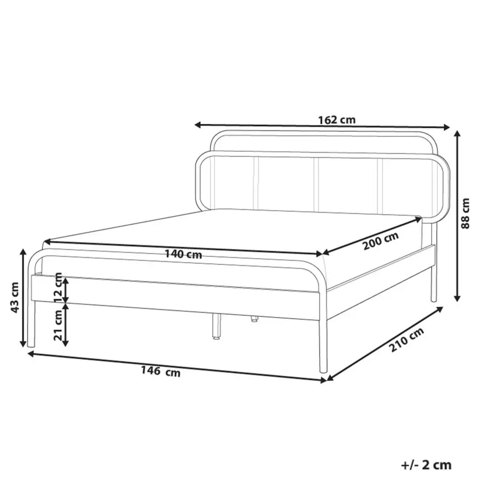 BOUSSICOURT - Tweepersoonsbed - Lichtbruin - 140 x 200 cm - Rubberhout