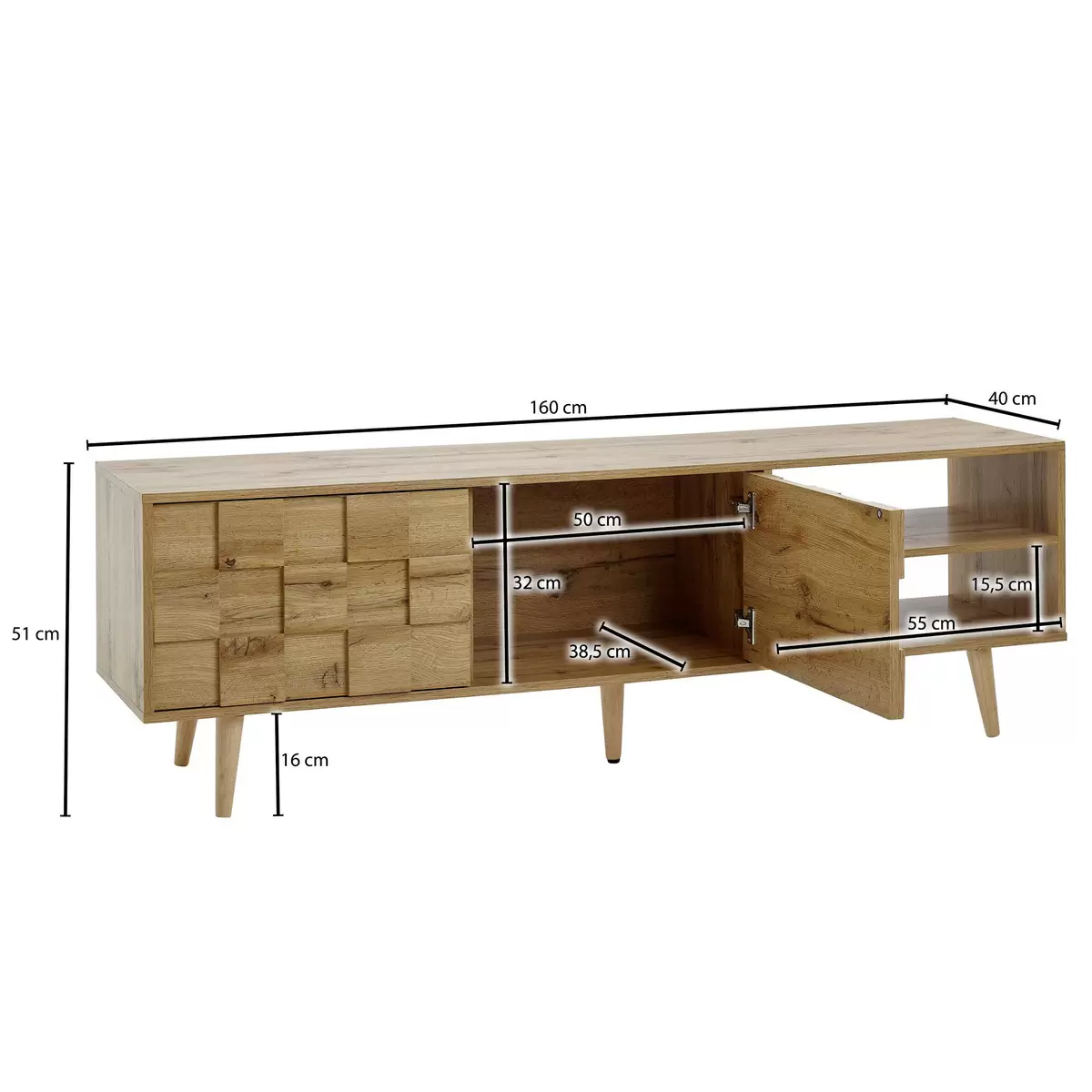 Lowboard Wohnling TV Schrank Eiche
