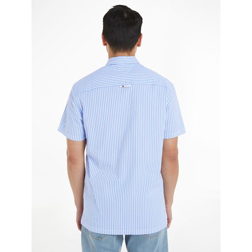 Tommy Jeans Seersucker Skjorte, White/Moderate Blue, L