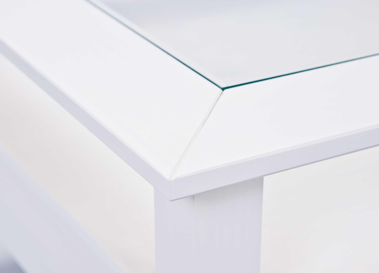 Inter Link - Couchtisch - Massivholztisch - Wohnzimmertisch - Sofatisch - Kiefer Massiv - mit Glasplatte - 1 weiß gebeizte Schubladen - 115 x 60 x 45 cm - Provence 1