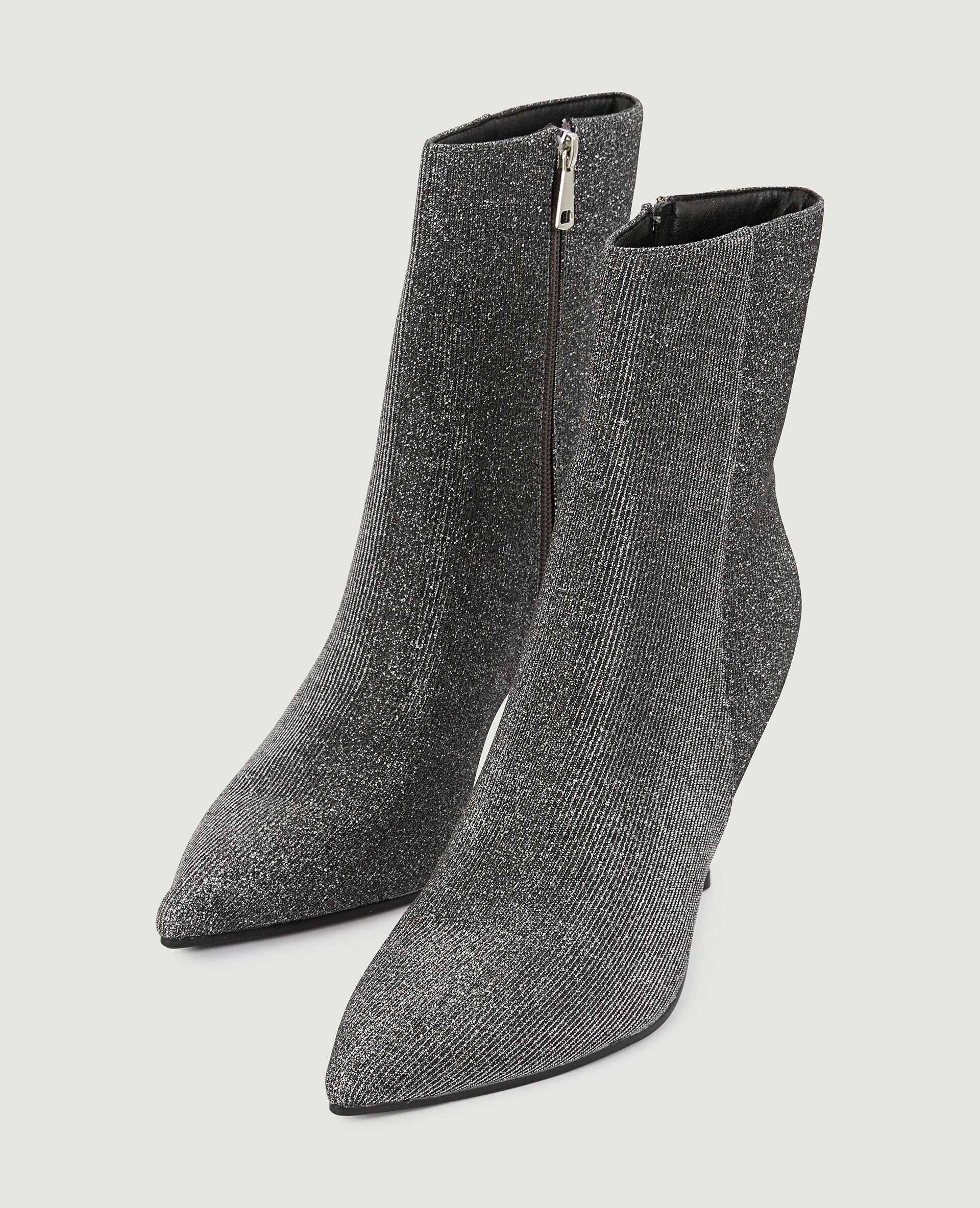 Boots pointues en maille textile avec lurex - Argenté