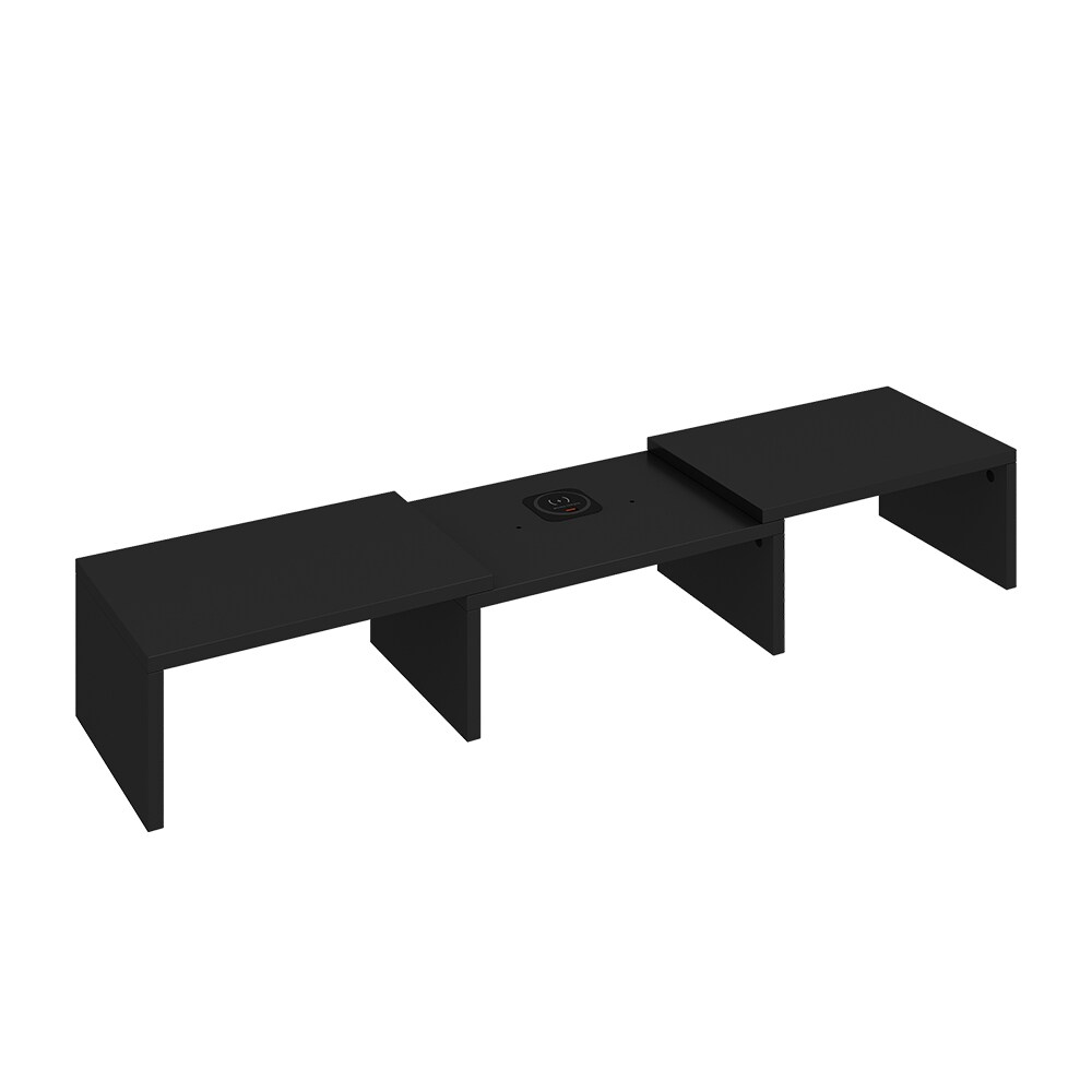 Vicco Monitorständer Halva Schwarz 82 x 16 cm mit QI-Ladestation und USB