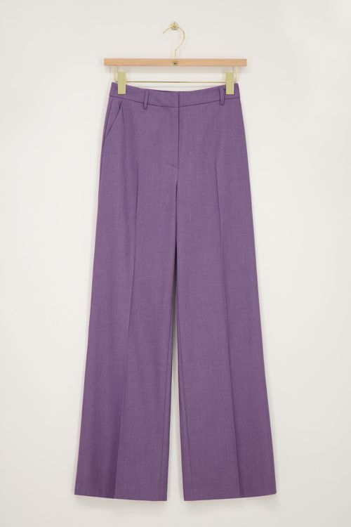 Paarse pantalon met blinde knoop