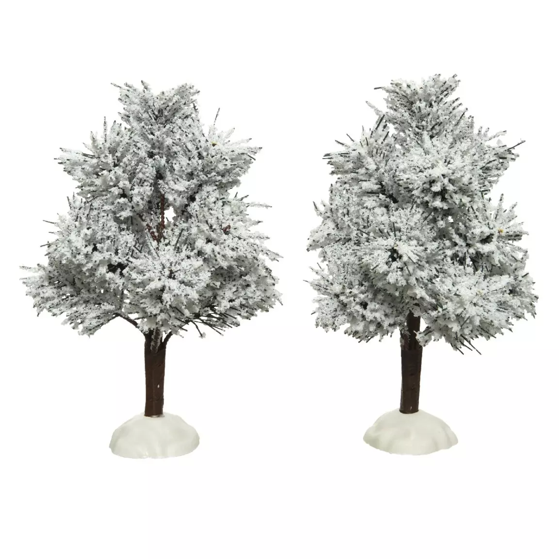 Lot de 2 sapins enneigés (H14 cm) pour aménager un village