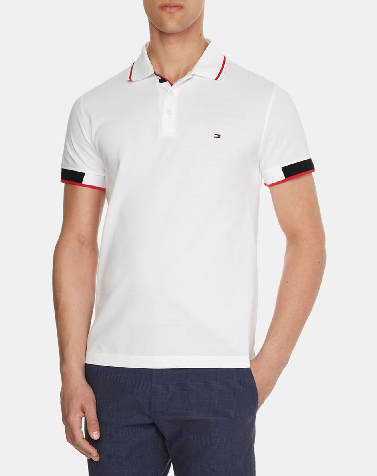 Tommy Hilfiger Polo slim Placket Cuff blanc