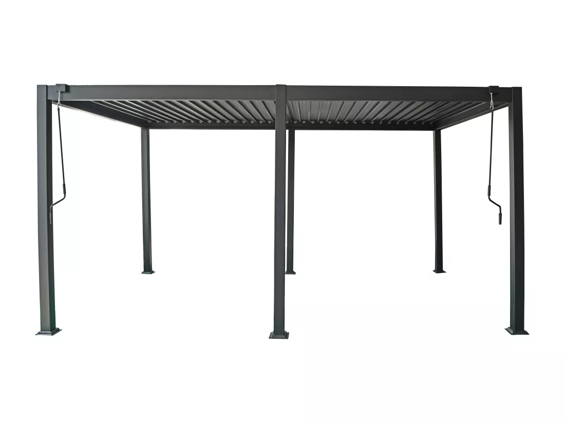 Pergola bioclimatique autoportante en aluminium avec lames orientables - 15 m² - anthracite - AMALFI