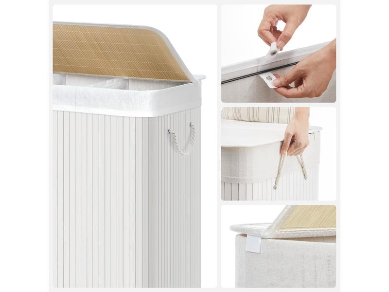 Songmics Wäschekorb  mit Deckel 150 l, Weiss Wäschesammler