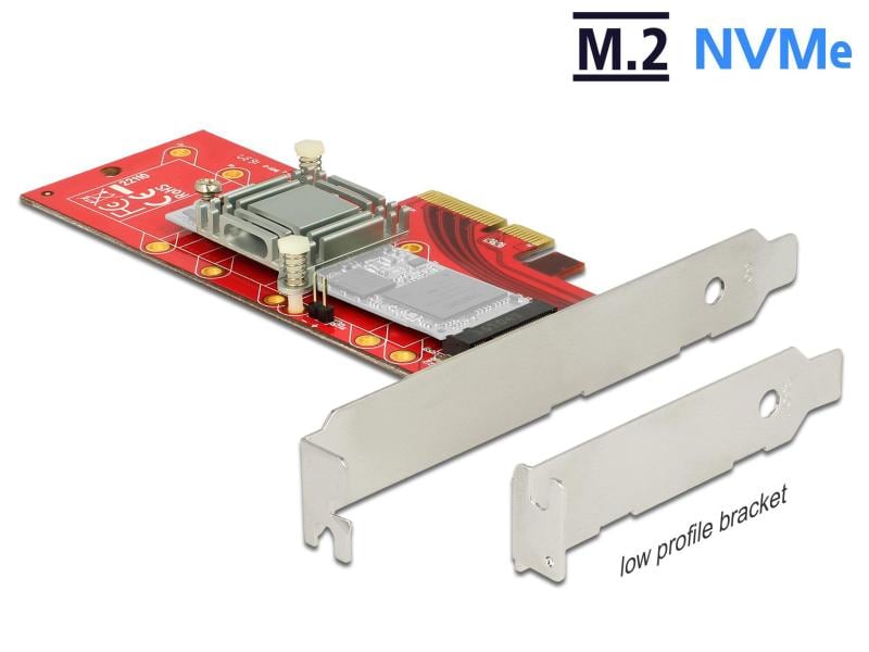 Delock Host Bus Adapter Controller PCIe – M.2, NVMe, bis 11 Delock PCI Express x4 Karte > 1 x intern NVMe M.2 Key M 110 mm mit Kühlkörper – Low Profile Formfaktor