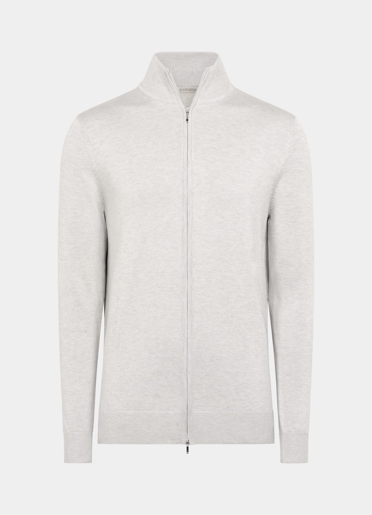 Cardigan zippé gris clair