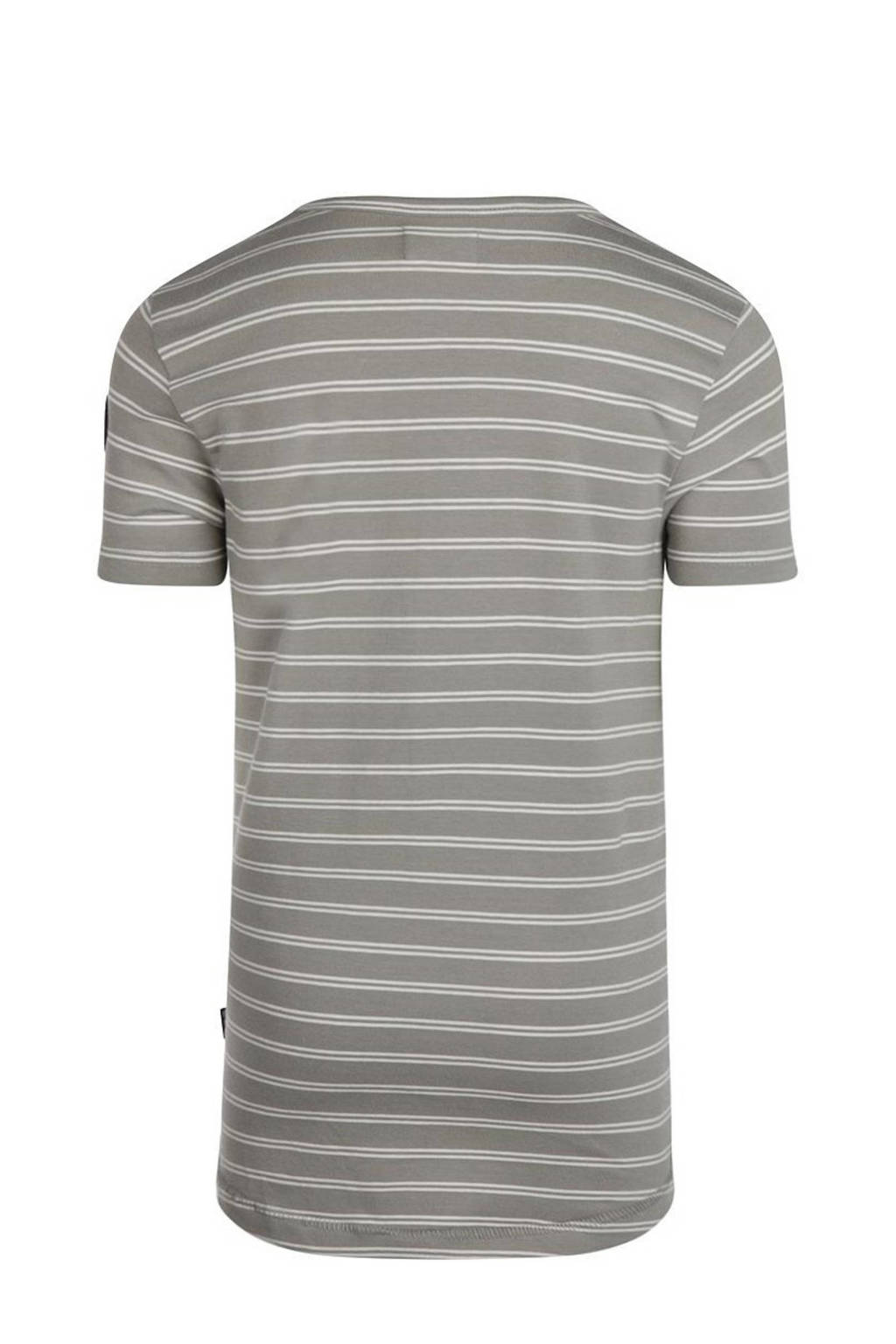 No Way Monday gestreept T-shirt grijs