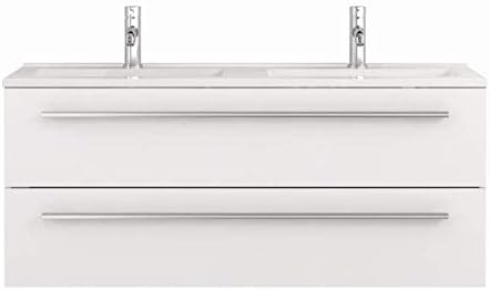 Sieper I Waschtischunterschrank 120 x 50 cm mit Doppelwaschtisch, Libato Badezimmermöbel, Badezimmerunterschrank I Weiß
