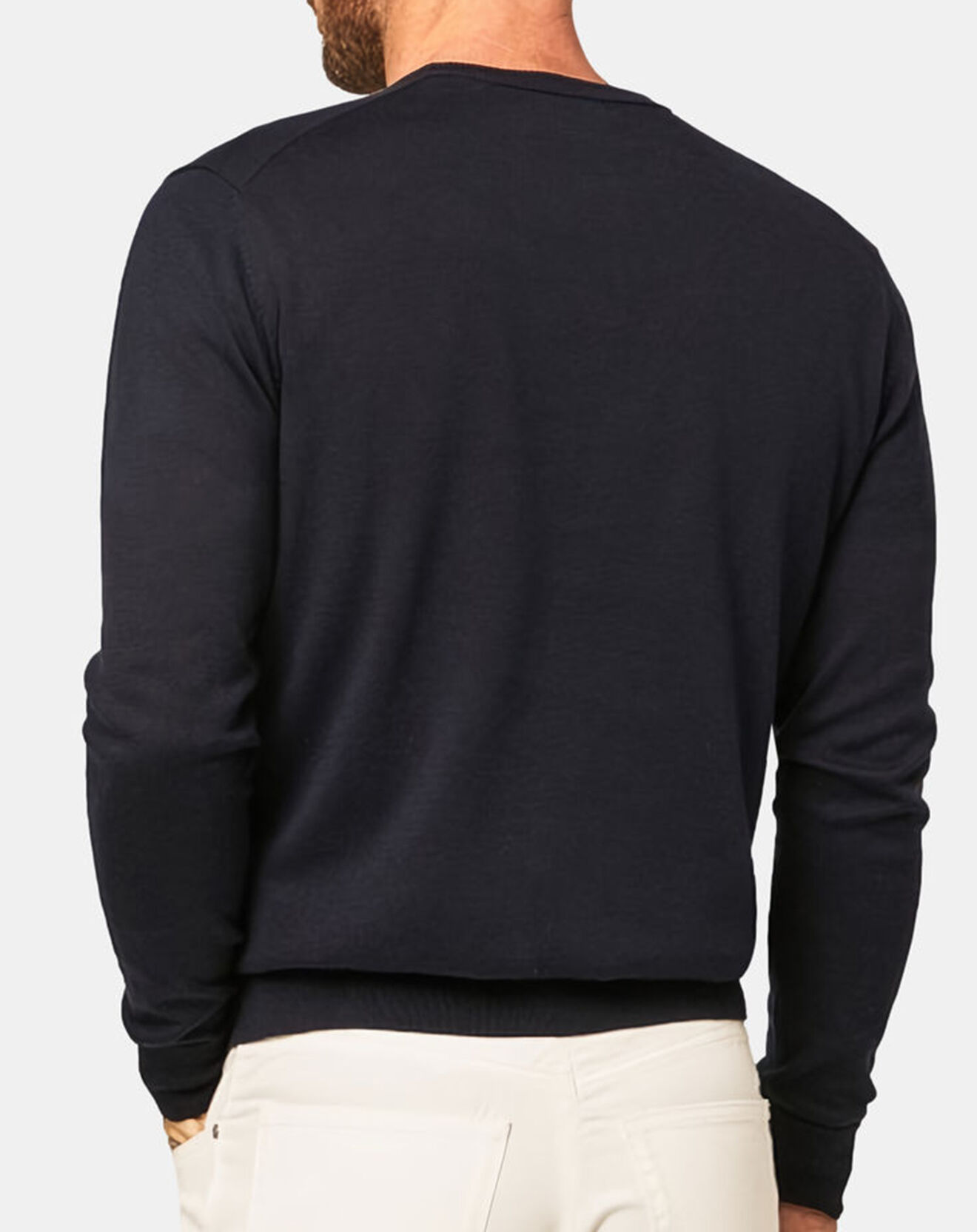 Hackett London Pull en Coton & Soie col rond bleu foncé