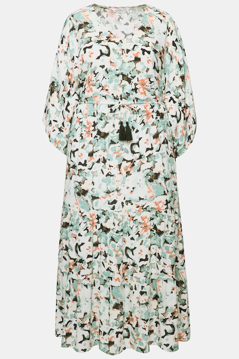 Maxikleid, A-Line, Kimono-Style, Flower-Print
