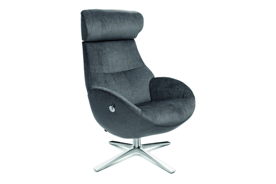 Globe Lenestol I tekstil Evita Concrete 1373-41 med standard rygg og sving-fot quattro.