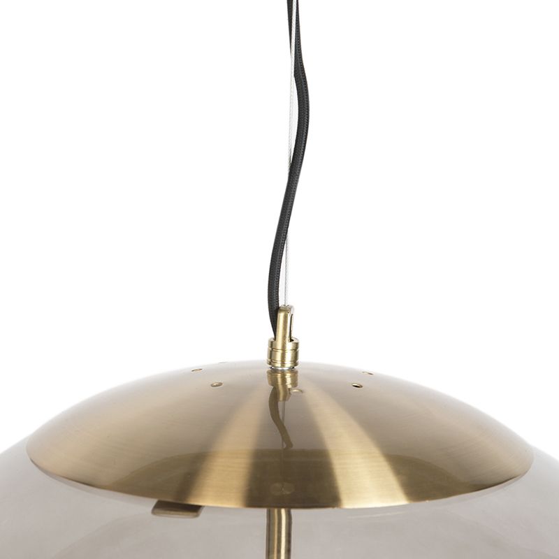 +Moderne hanglamp messing met smoke glas 50 cm - Ball