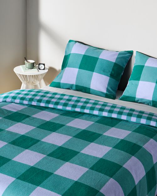 housse de couette flanelle 240 x 200/220 carreaux vert
