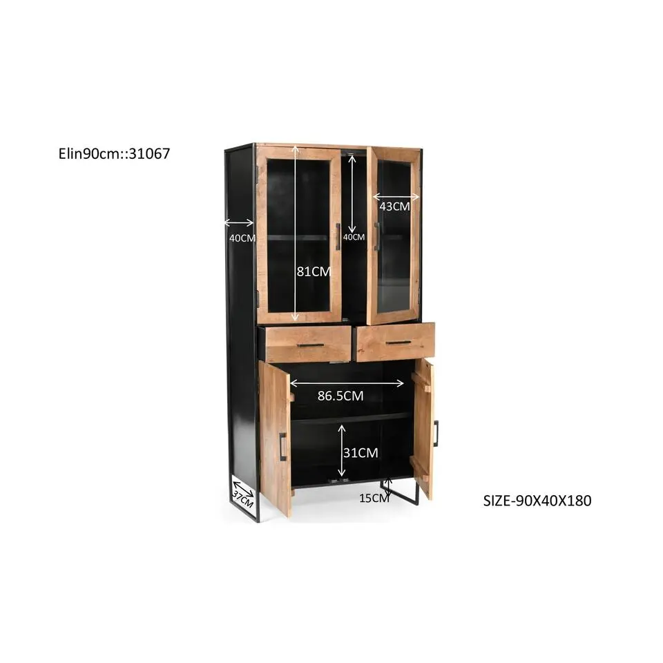 Livingfurn - Kabinetkast Elin - 90x40x180cm