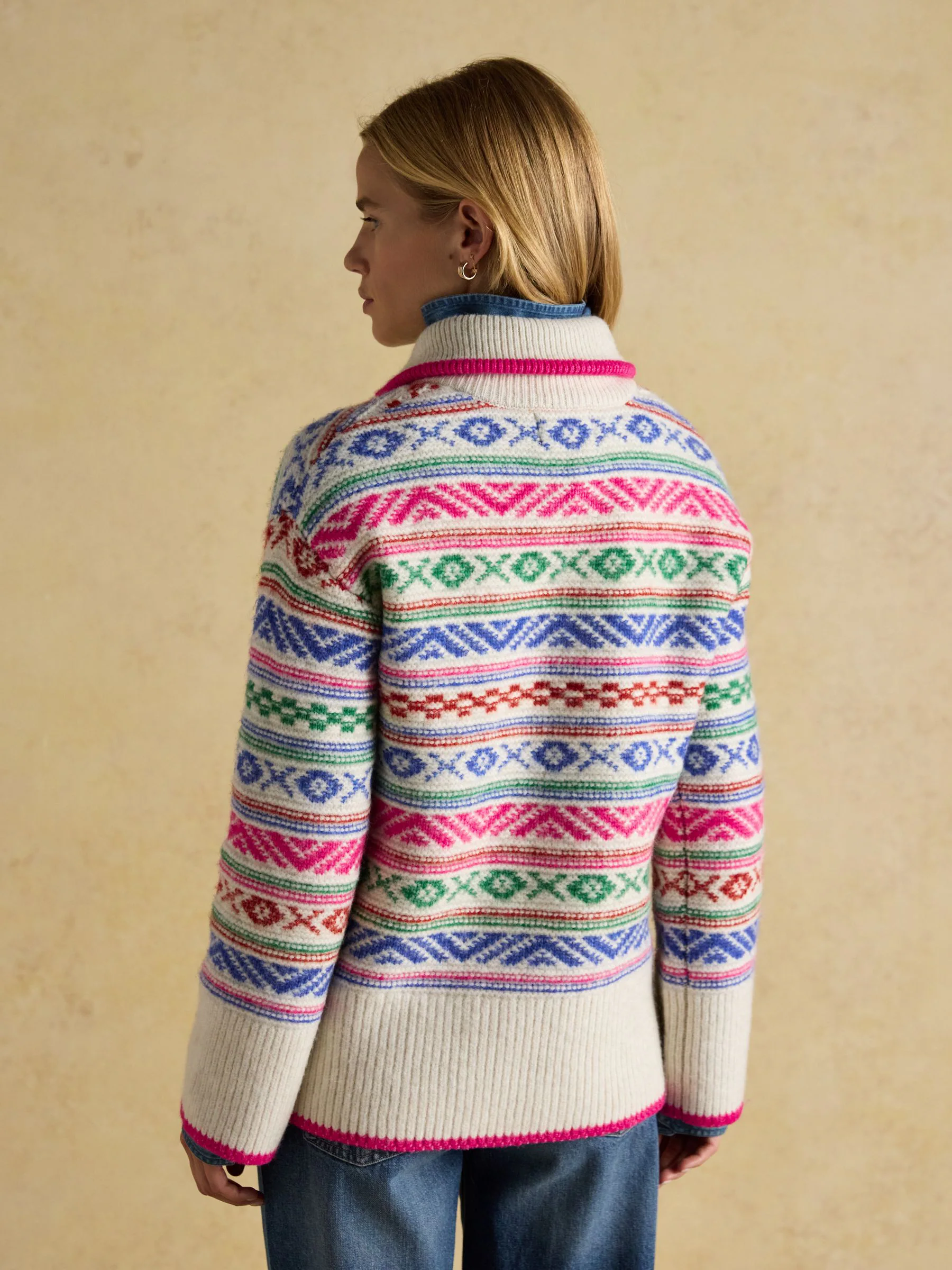 Joules Allaway Fair Isle gebreide trui met kwartrits