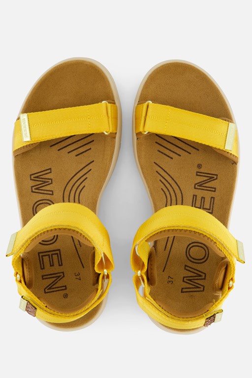 Woden Line Sandalen geel Textiel