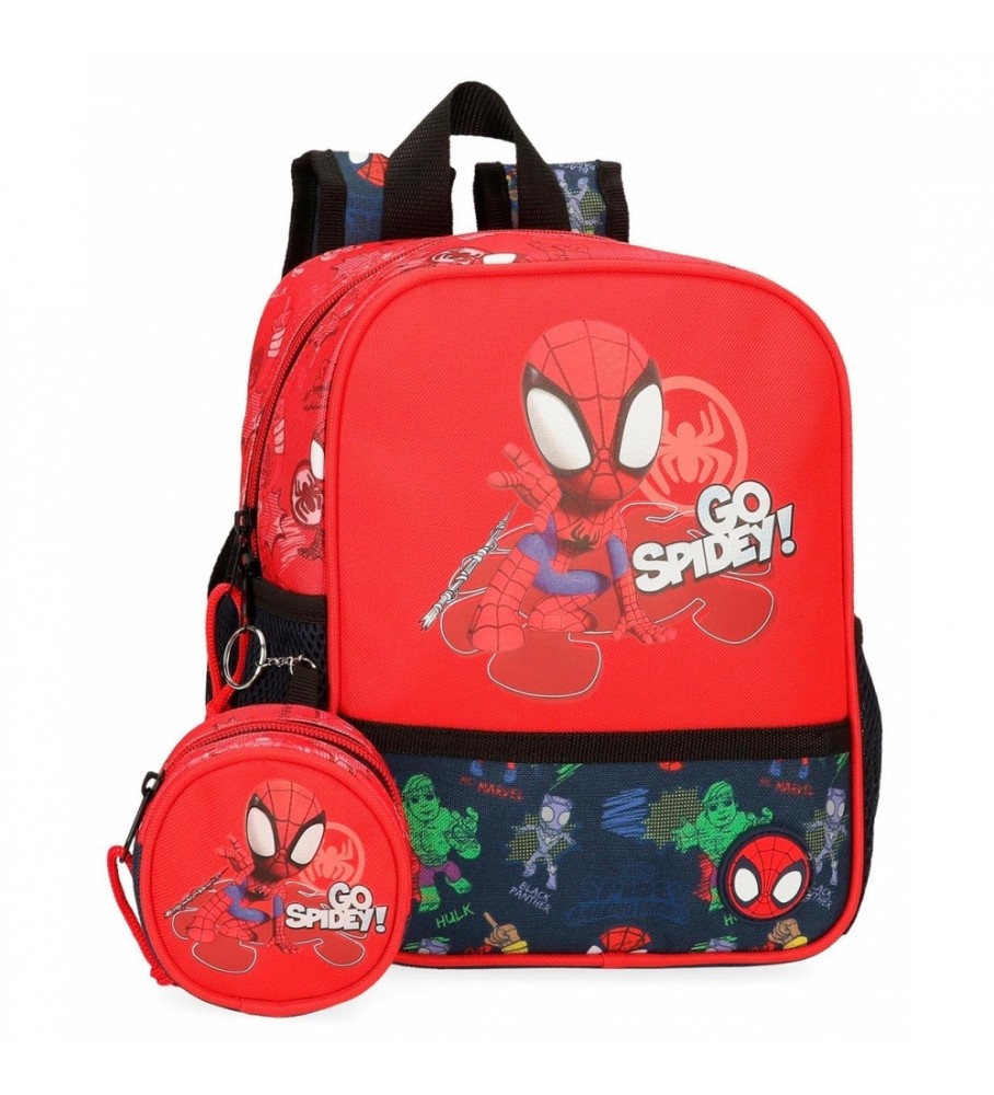 Mochila Joumma Bags Go Spidey adaptável vermelha - 23x25x10cm -