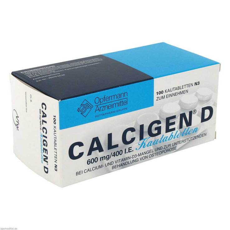 Calcigen D 600 mg / 400 I.E. Kautabletten, 100 St