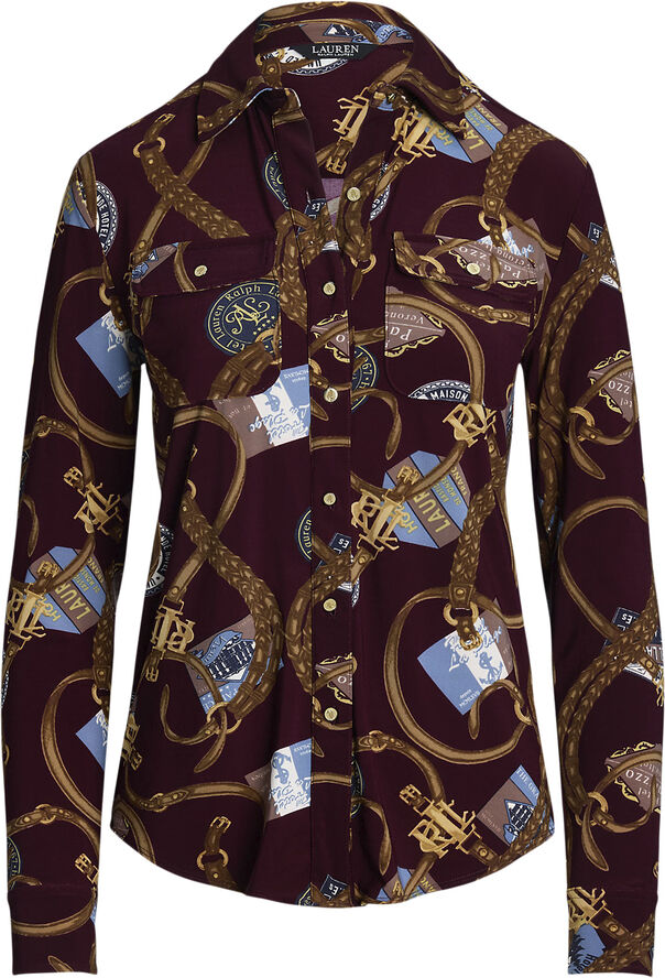 Lauren Ralph Lauren STR CLASSIC JERSEY-LSL-CRD Burgundy multi