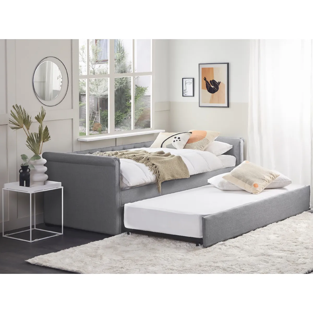 BELIANI Lit avec sommier LIBOURNE - Gris clair