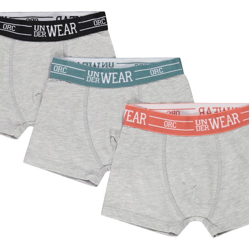 Lot de 5 boxers en jersey taille colorée pour garçon - Gris chiné