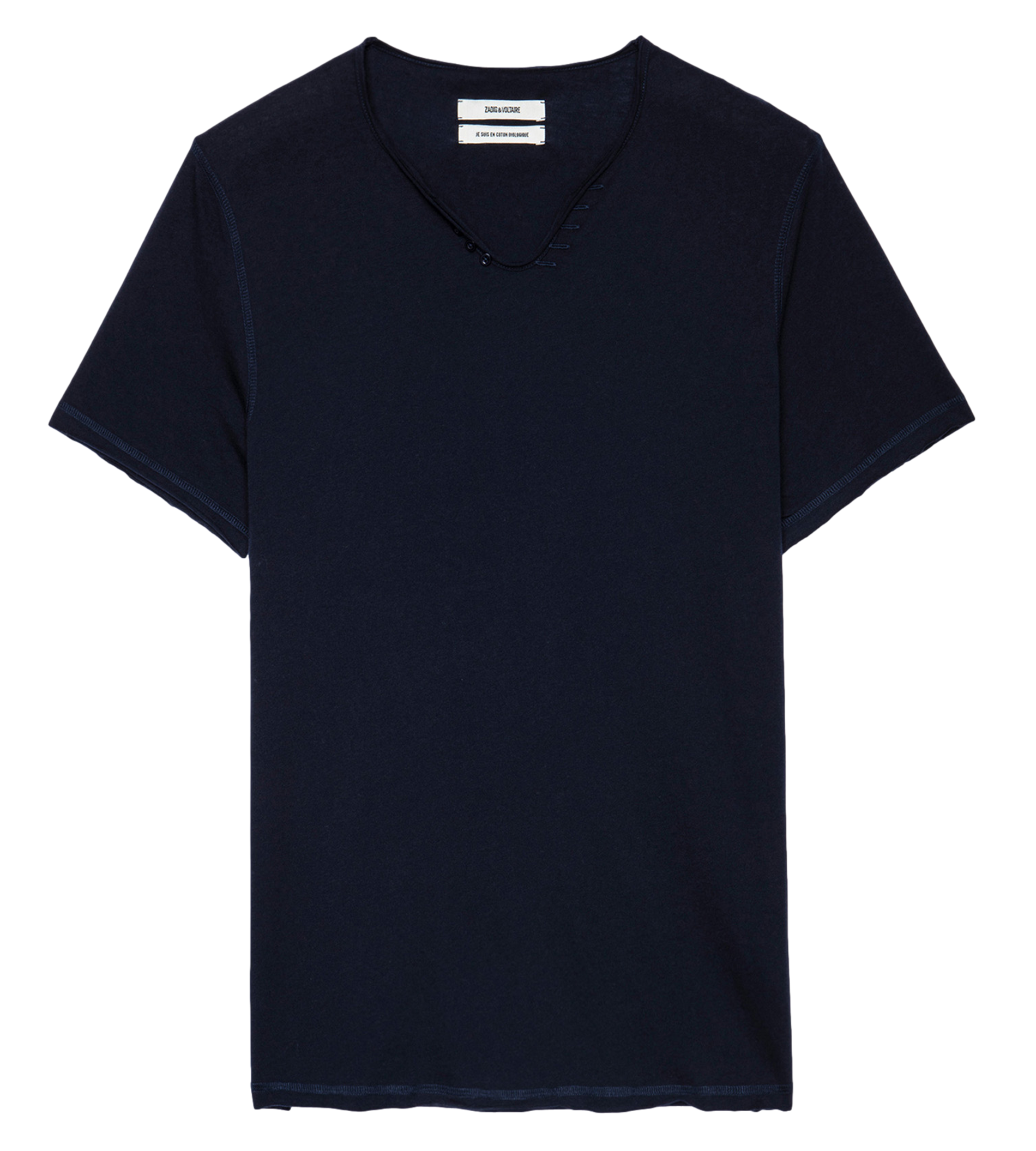 MONASTIR - Tee-shirt col tunisien regular-fit en coton | Bleu