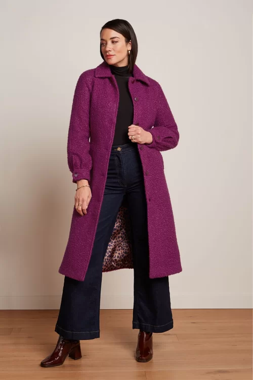 King Louie Rachel Memphis Boucle jas in wild fuchsia