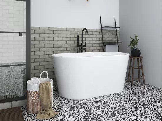 Baignoire îlot ovale - 180 L - L130 x H58 x P71 cm - Blanche - Acrylique - APOGON