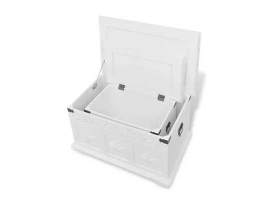 Coffre de rangement bois blanc Frenchy - 2 pièces