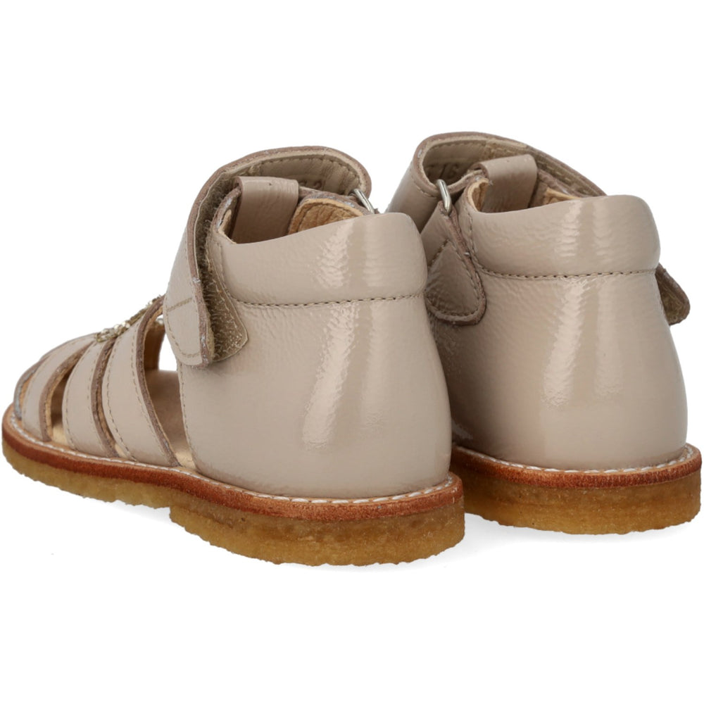 Køb Angulus Sand/Champagne Glitter Hjertesandal Med Glitter Og Velcrolukning