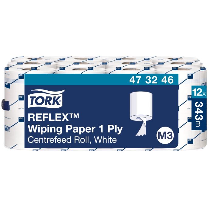 Tork 473246 12st Reflex Mini Centerfeed Poetspapier Wit M3, Multifunctioneel (473246)