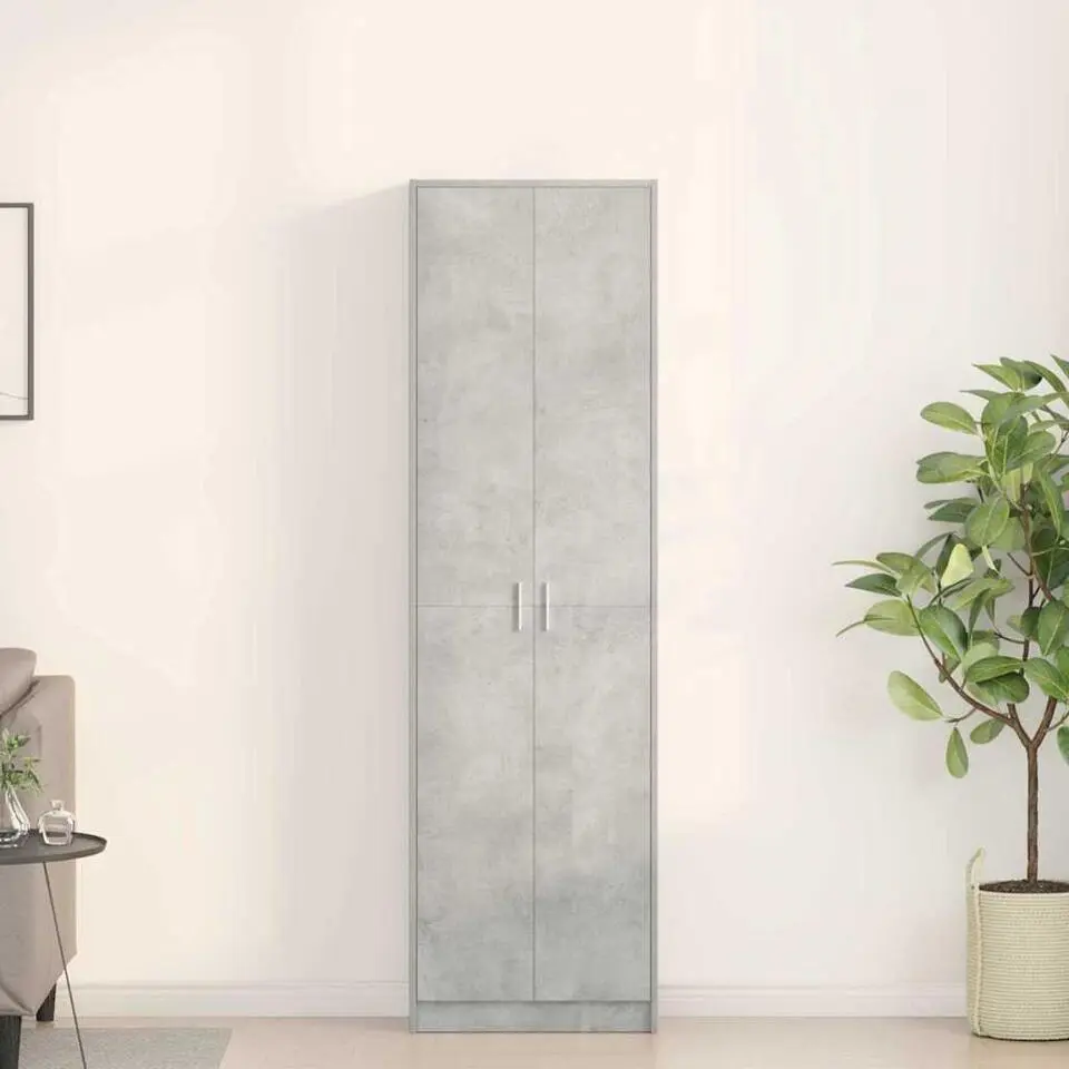 vidaXL - 2-deurs Kledingkast met planken - Hout - Betongrijs - 55x25x189 cm