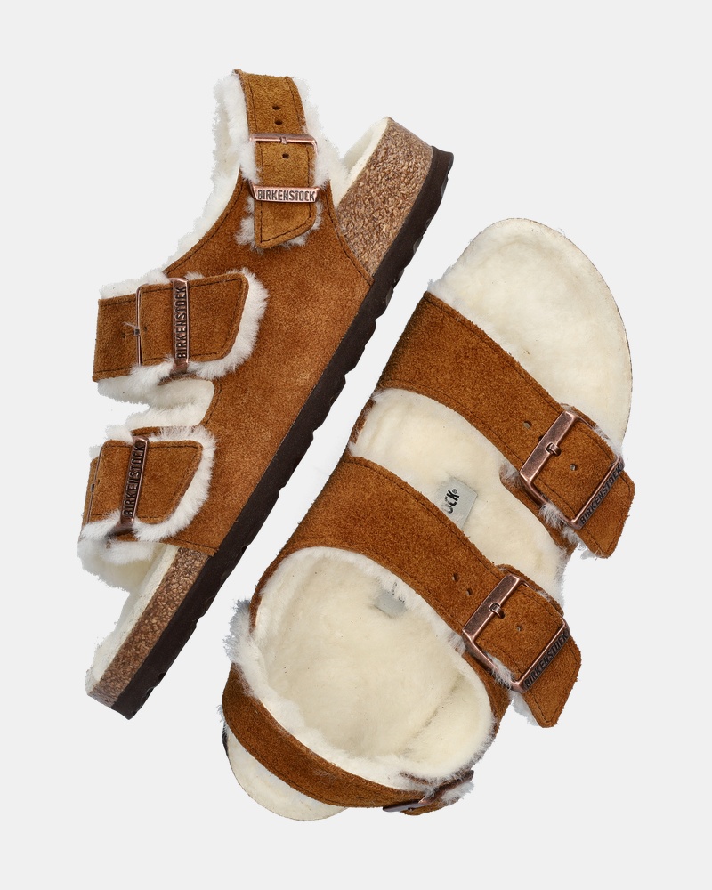 Birkenstock Milano Shearling Sandalen  - cognac