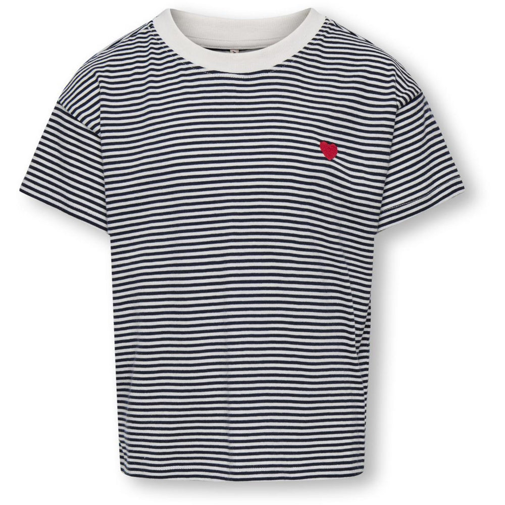 Køb kids ONLY Cloud Dancer Sky Captain Y/D Stripes/ Red Heart Kogpisa Maiken Life Crop Ss Onl Jrs Noos