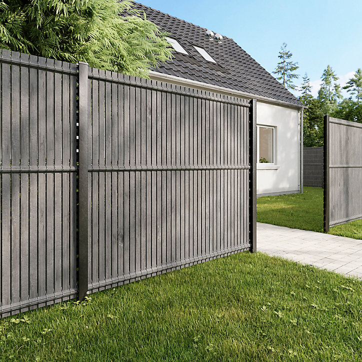 Poteau de clôture à encoche Blooma gris h.180 cm