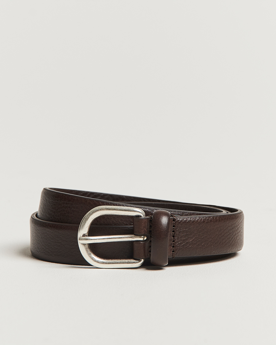 Anderson's Grained Leather Belt 2,5 cm Dark Brown