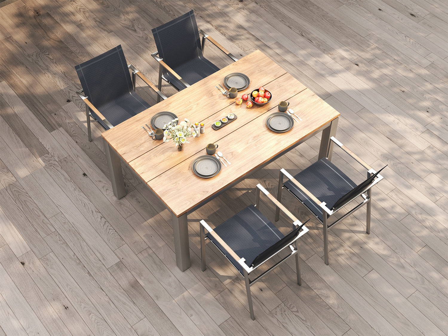 Gartentisch Edelstahl Teak Premium